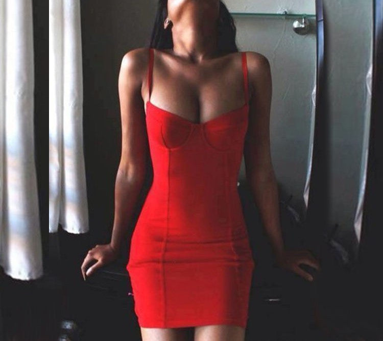 Summer Style Women Dress Spaghetti Strap Package Bodycon Solid Sexy Mi Summer Style Women Dress Spaghetti Strap Package Bodycon Solid Sexy Mi