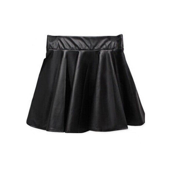 Fashion Lady Women Faux Leather Skirt High Waist Skater Flared Pleated Short Mini Skirt - CelebritystyleFashion.com.au online clothing shop australia