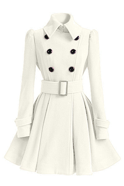 Fashion high quality Europe Winter Coat Belt Buckle trench Coat Double-breasted coat Long Sleeve Casual Dresses - CelebritystyleFashion.com.au online clothing shop australia