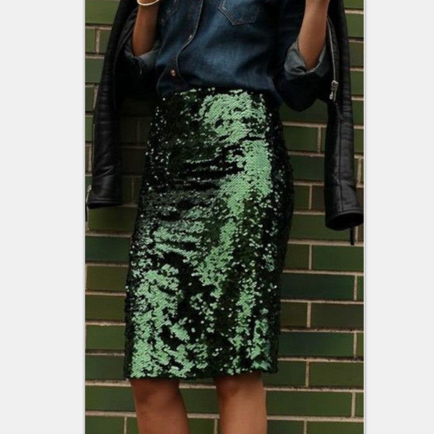 Women Bling Sequin Skirt Fashion Midi Skirt High Waist Bodycon One-Step Party Skirts For Women Plus Size - CelebritystyleFashion.com.au online clothing shop australia