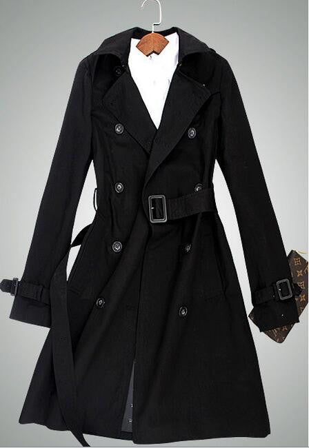 Spring Autumn Brand Casual Trench coat for women Plus Size Long Double breasted Slim Windbreaker Outerwear Coats - CelebritystyleFashion.com.au online clothing shop australia