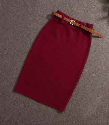 High Quality Skirts Casual Women High Waist Knee-length Knitted Pencil Skirt Elegant slim Long Skirts - CelebritystyleFashion.com.au online clothing shop australia