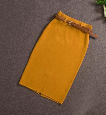 High Quality Skirts Casual Women High Waist Knee-length Knitted Pencil Skirt Elegant slim Long Skirts - CelebritystyleFashion.com.au online clothing shop australia