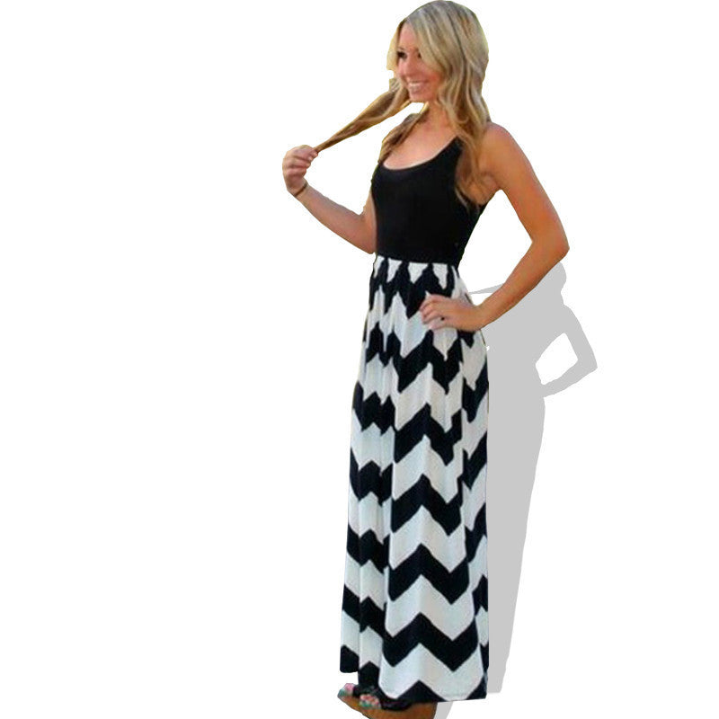 High Quality Brand Women Summer Dress Striped Print Long Dress Beach Boho Maxi Dress Feminine Plus Size - CelebritystyleFashion.com.au online clothing shop australia