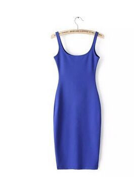 Autumn Women Dress Sleeveless Slim O-neck Solid Color Pencil Casual Tank Dress Size S M L Vestido De Verao QZ204R1 - CelebritystyleFashion.com.au online clothing shop australia