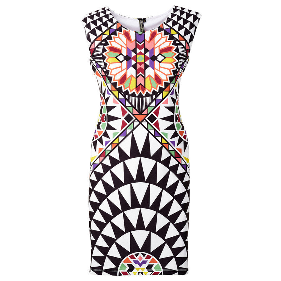 Cakes Summer None Print Sleeveless Sheath O-Neck Natural Knee-Length Dress Sexy Casual2249 - CelebritystyleFashion.com.au online clothing shop australia