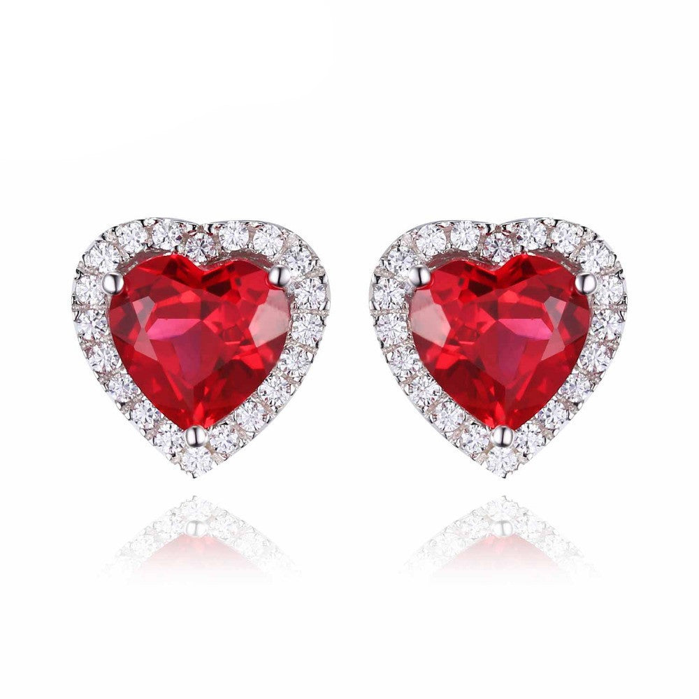 Heart 4ct Pigeon Blood Red Ruby Stud Earrings Solid 925 Sterling Silver Jewelry For Women Fashion Wedding Earrings - CelebritystyleFashion.com.au online clothing shop australia