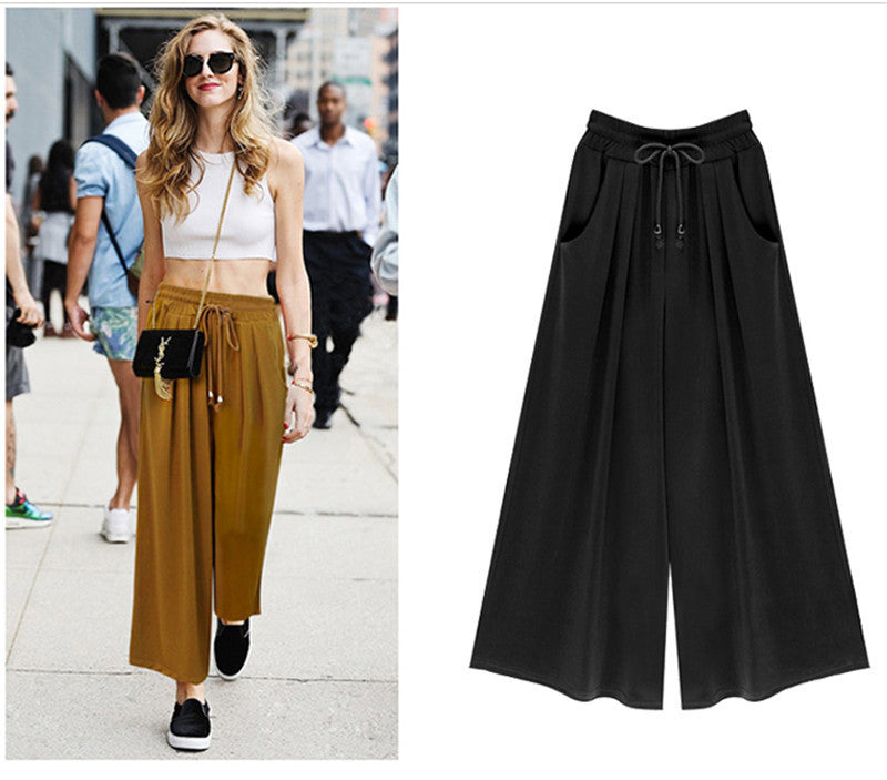 Women's Summer Harem Pants Casual Loose Cotton Blended Pleated Pockets Solid Elastic Waist Wide Leg Pants Plus Size - CelebritystyleFashion.com.au online clothing shop australia