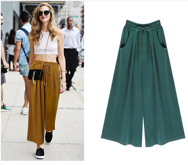 Women's Summer Harem Pants Casual Loose Cotton Blended Pleated Pockets Solid Elastic Waist Wide Leg Pants Plus Size - CelebritystyleFashion.com.au online clothing shop australia