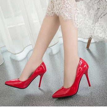 10 Cm Big Size Red Bottom High Heels Brand Pattern Leather Women