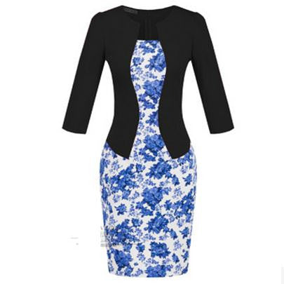 Women Fashion Autumn Spring Style Faux Two Piece Elegant Plaid Long Sleeve Pencil Dresses Office Wear Work Outfits S122 - CelebritystyleFashion.com.au online clothing shop australia