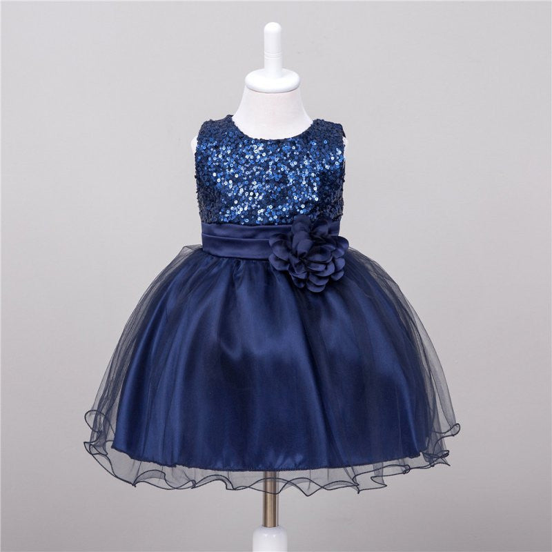 Summer Baby Dresses Girls Sequin Flower Bowknot Birthday Wedding Party Tutu Dress Girl Vestido S1 LE3 - CelebritystyleFashion.com.au online clothing shop australia