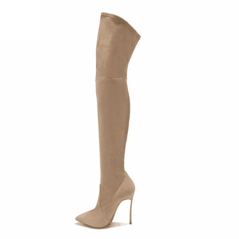Autumn Winter Women Boots Stretch Faux Suede Slim Thigh High Boots Fashion Sexy Over the Knee Boots High Heels Shoes Woman - CelebritystyleFashion.com.au online clothing shop australia
