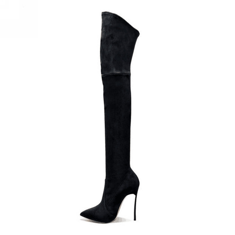 Autumn Winter Women Boots Stretch Faux Suede Slim Thigh High Boots Fashion Sexy Over the Knee Boots High Heels Shoes Woman - CelebritystyleFashion.com.au online clothing shop australia