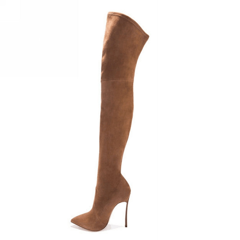 Autumn Winter Women Boots Stretch Faux Suede Slim Thigh High Boots Fashion Sexy Over the Knee Boots High Heels Shoes Woman - CelebritystyleFashion.com.au online clothing shop australia