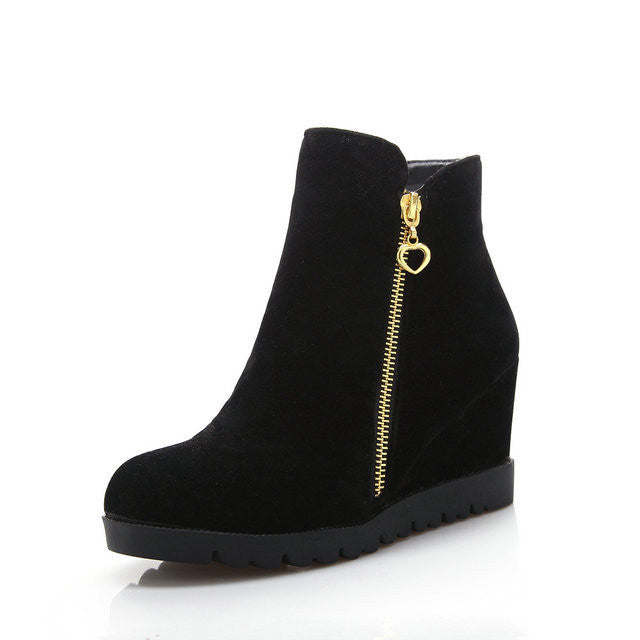 Fashion women winter ankle boots Women hidden wedges boots Design zip Round toe Women western boots shoes woman - CelebritystyleFashion.com.au online clothing shop australia