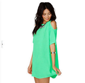 Womens Summer Dresses Summer Short Sleeve Chiffon dress Loose Off Shoulder 3XL Casual Women Dress Plus Size - CelebritystyleFashion.com.au online clothing shop australia