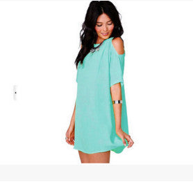 Womens Summer Dresses Summer Short Sleeve Chiffon dress Loose Off Shoulder 3XL Casual Women Dress Plus Size - CelebritystyleFashion.com.au online clothing shop australia