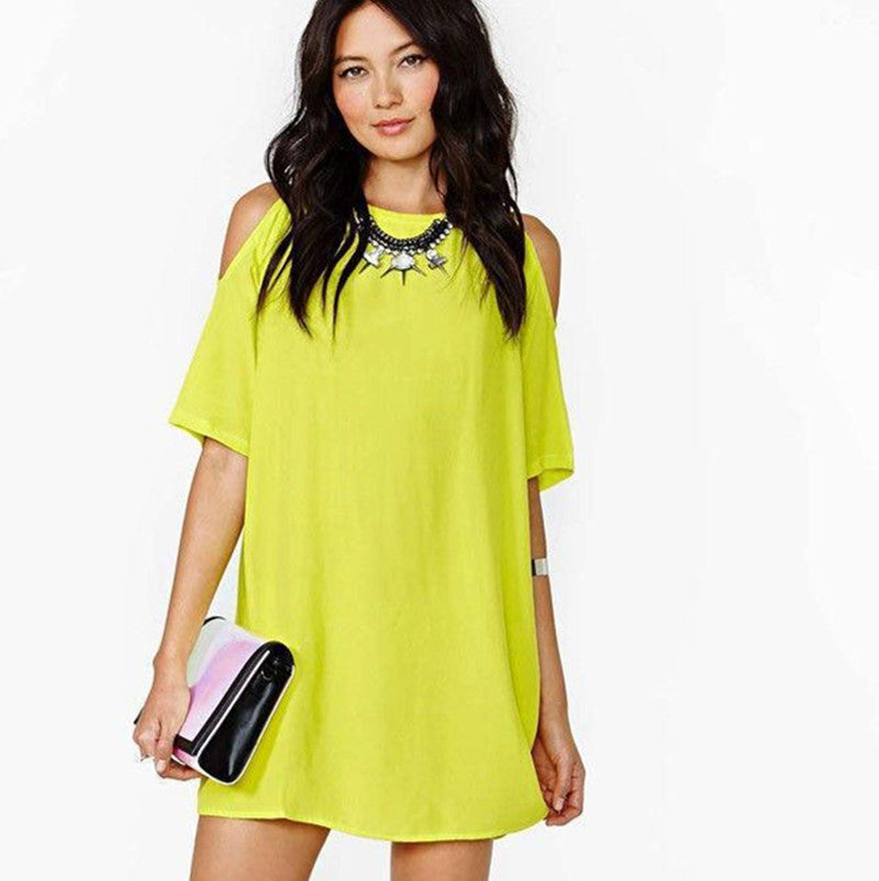 Womens Summer Dresses Summer Short Sleeve Chiffon dress Loose Off Shoulder 3XL Casual Women Dress Plus Size - CelebritystyleFashion.com.au online clothing shop australia