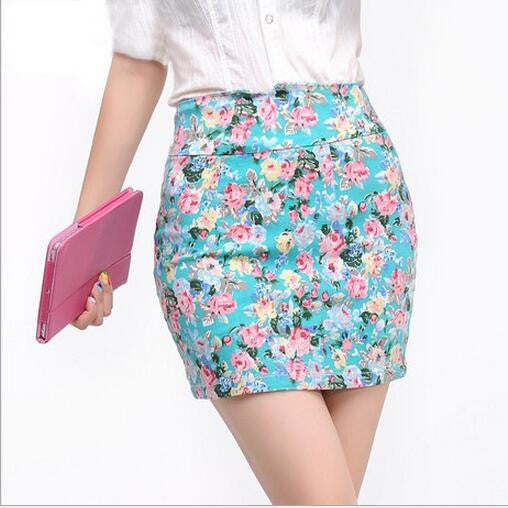 5 colors Spring summer women Fashion Girl flower full Printing Short Skirts Elastic hip Skirt New M L size - CelebritystyleFashion.com.au online clothing shop australia