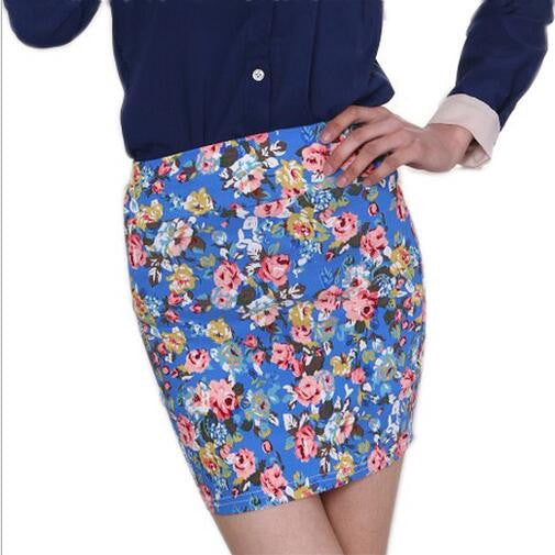 5 colors Spring summer women Fashion Girl flower full Printing Short Skirts Elastic hip Skirt New M L size - CelebritystyleFashion.com.au online clothing shop australia