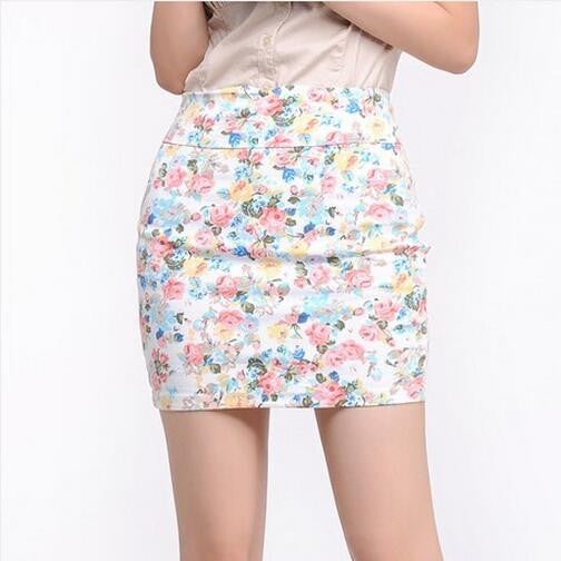 5 colors Spring summer women Fashion Girl flower full Printing Short Skirts Elastic hip Skirt New M L size - CelebritystyleFashion.com.au online clothing shop australia