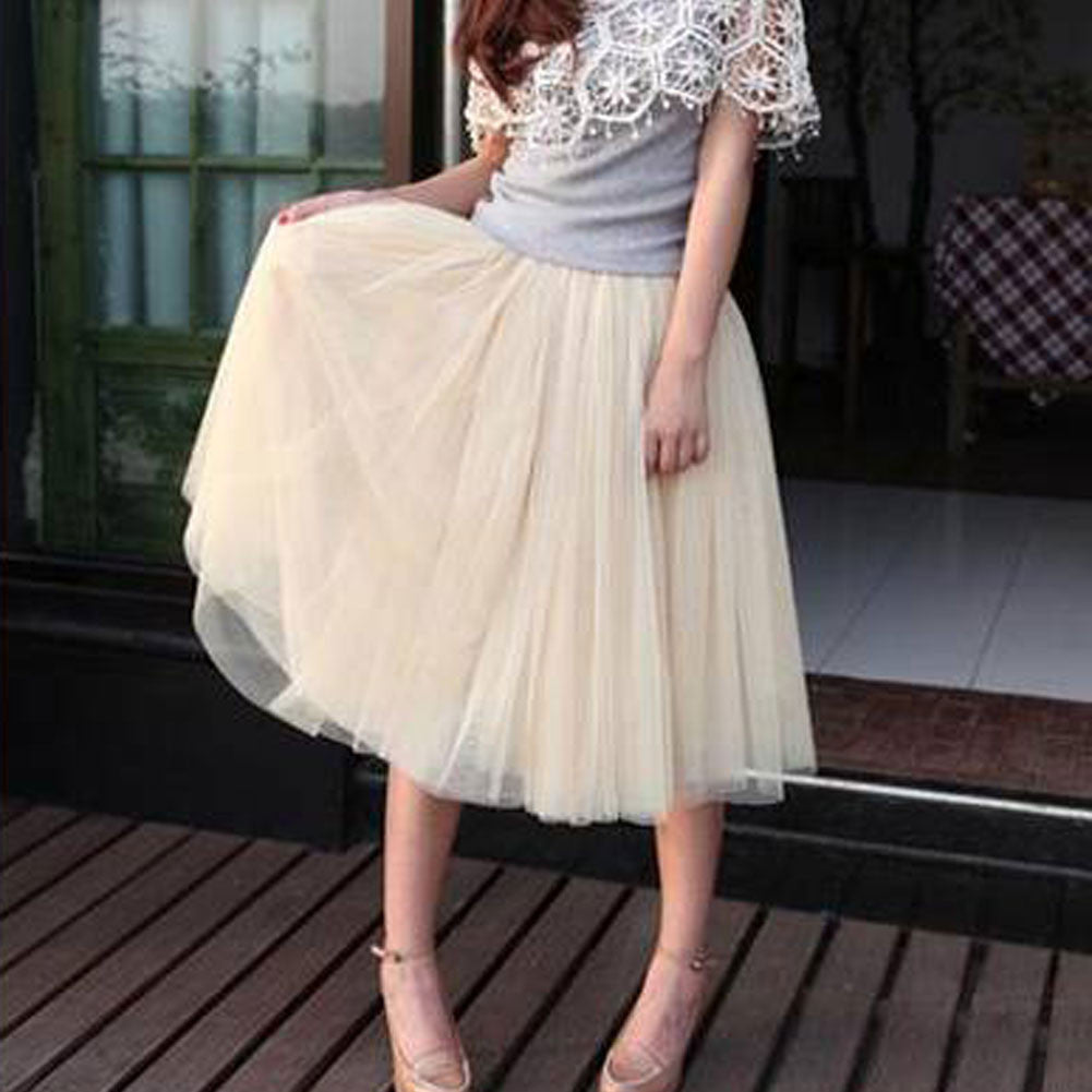 Fashion Women Princess Lace Fairy Style Multilayer Tulle Skirt Bouffant Long skirts - CelebritystyleFashion.com.au online clothing shop australia