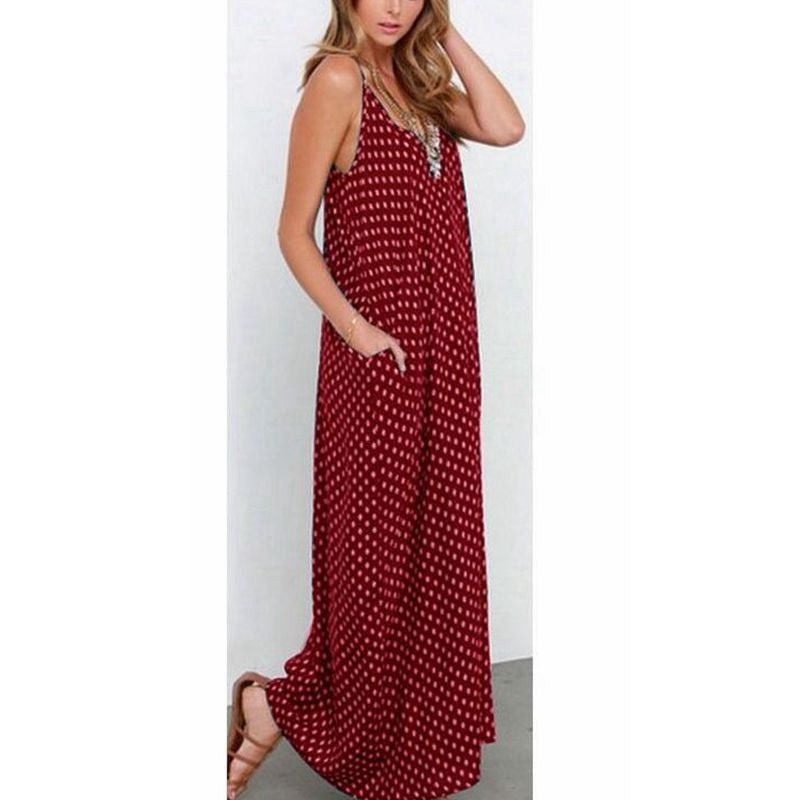6 Color Sexy ZANZEA Women Strapless Polka Dot Casual Loose Long Maxi S 6 Color Sexy ZANZEA Women Strapless Polka Dot Casual Loose Long Maxi S