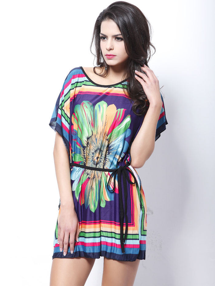 vestido feminino women plus size summer dresses Loose Ethnic Print Skater Batwing sleeve tunics vintage Sexy bohemian dress - CelebritystyleFashion.com.au online clothing shop australia