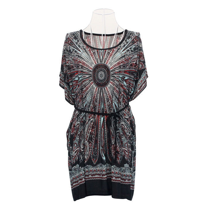 vestido feminino women plus size summer dresses Loose Ethnic Print Skater Batwing sleeve tunics vintage Sexy bohemian dress - CelebritystyleFashion.com.au online clothing shop australia