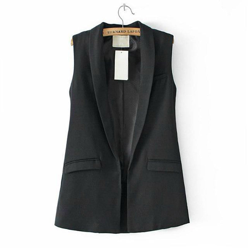Women Vest Sleeveless Formal Coat V Neck Blazers Suit One Button Jacket - CelebritystyleFashion.com.au online clothing shop australia
