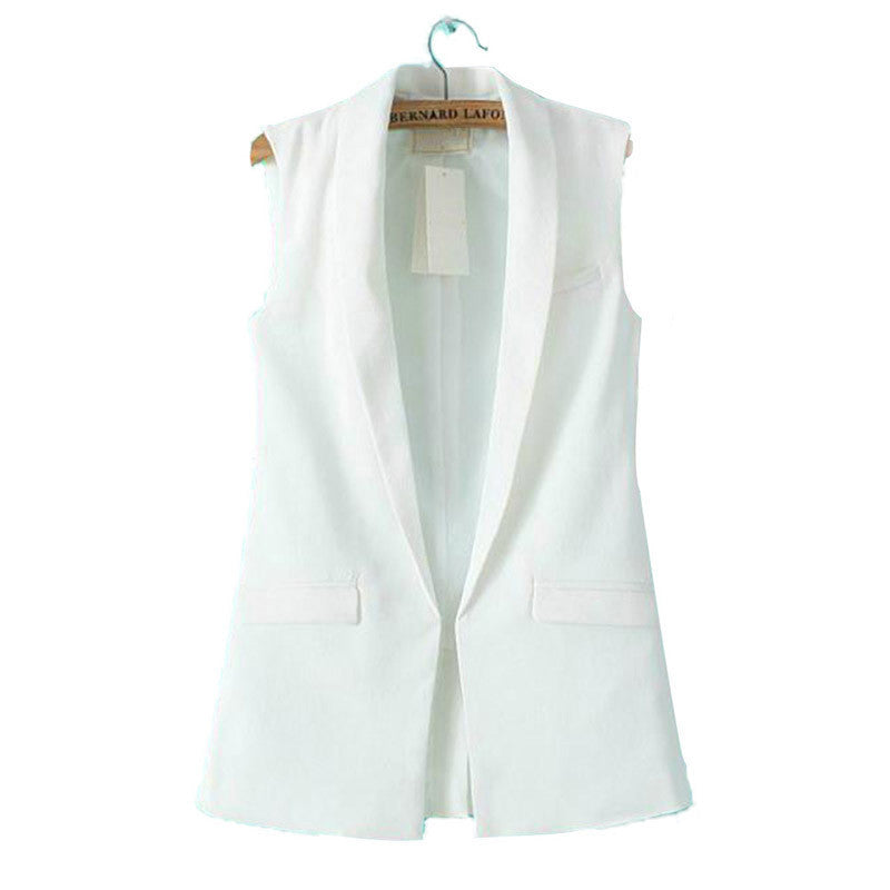 Women Vest Sleeveless Formal Coat V Neck Blazers Suit One Button Jacket - CelebritystyleFashion.com.au online clothing shop australia