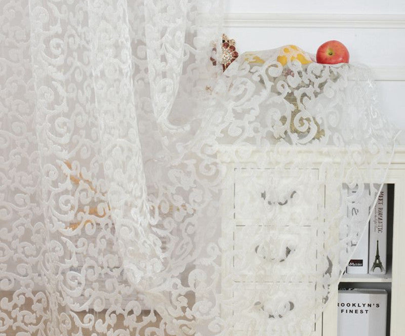 European style jacquard design home decoration modern curtain tulle fabrics organza sheer panel window