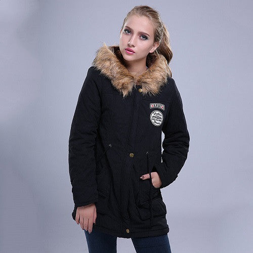 Women Jacket Warm Solid Hooded winter Coat fashion Slim Fur Collar Jackets outwear JT142 - CelebritystyleFashion.com.au online clothing shop australia