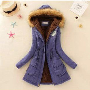 Women Jacket Warm Solid Hooded winter Coat fashion Slim Fur Collar Jackets outwear JT142 - CelebritystyleFashion.com.au online clothing shop australia