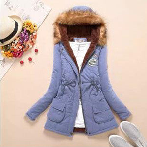 Women Jacket Warm Solid Hooded winter Coat fashion Slim Fur Collar Jackets outwear JT142 - CelebritystyleFashion.com.au online clothing shop australia