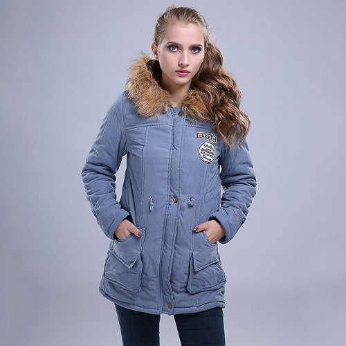 Women Jacket Warm Solid Hooded winter Coat fashion Slim Fur Collar Jackets outwear JT142 - CelebritystyleFashion.com.au online clothing shop australia