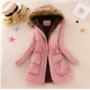 Women Jacket Warm Solid Hooded winter Coat fashion Slim Fur Collar Jackets outwear JT142 - CelebritystyleFashion.com.au online clothing shop australia