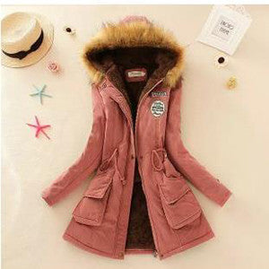 Women Jacket Warm Solid Hooded winter Coat fashion Slim Fur Collar Jackets outwear JT142 - CelebritystyleFashion.com.au online clothing shop australia