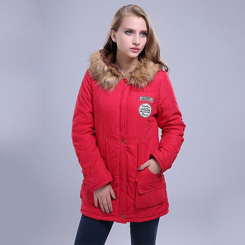 Women Jacket Warm Solid Hooded winter Coat fashion Slim Fur Collar Jackets outwear JT142 - CelebritystyleFashion.com.au online clothing shop australia