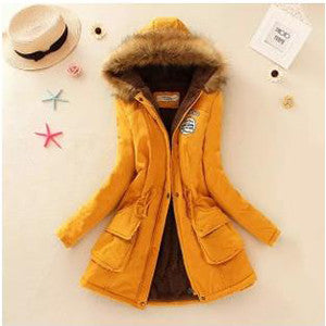 Women Jacket Warm Solid Hooded winter Coat fashion Slim Fur Collar Jackets outwear JT142 - CelebritystyleFashion.com.au online clothing shop australia