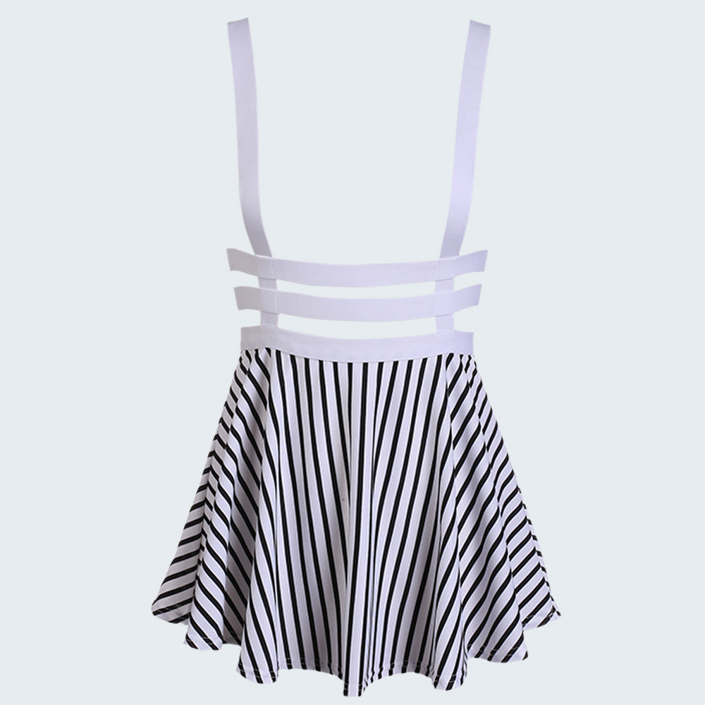 Preppy Style Suspender Skirts Women Girl Ruffles Skater Pleated Short Braces Skirt Back Zipper Hollow Out Skirt B2# 41 - CelebritystyleFashion.com.au online clothing shop australia