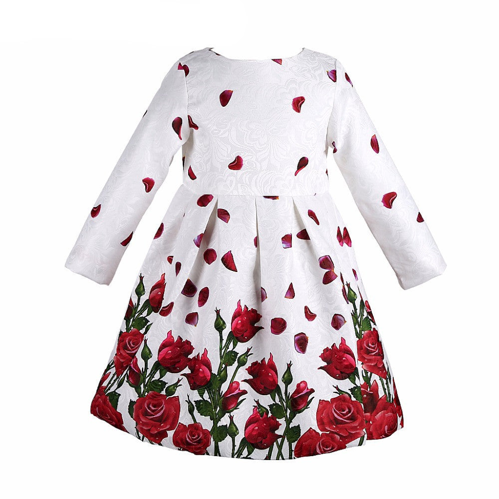 Costumes Princess Dress Girl Christmas Dress Long Sleeve Autumn Winter Kids Clothes Rose Floral Children Dress for Girls - CelebritystyleFashion.com.au online clothing shop australia