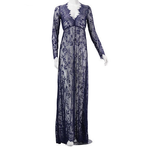 Maxi Plus Size Women Floor-Length Black White Autumn Lace Dress Adjust Waist Sexy See Through Floral Vestido DR5046 - CelebritystyleFashion.com.au online clothing shop australia