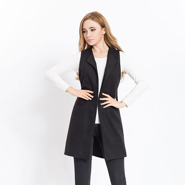 New Women Spring Wool Blend Vest Waistcoat Ladies Winter Long Camel Vest Sleeveless Jacket Coat Plus Size Veste Femme Gilet - CelebritystyleFashion.com.au online clothing shop australia