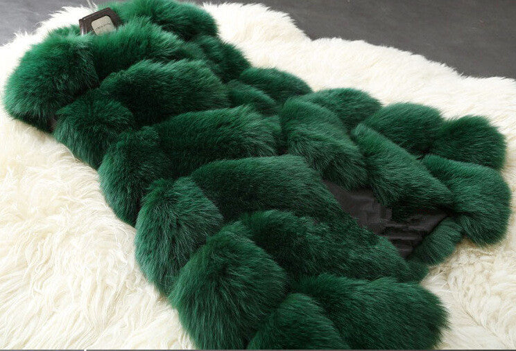 New Winter Coat Women Fur Vest With a Pocket High-Grade Faux Fur Coat Leisure Women Fox Fur Long Vest Plus Size:S-XXXXL - CelebritystyleFashion.com.au online clothing shop australia