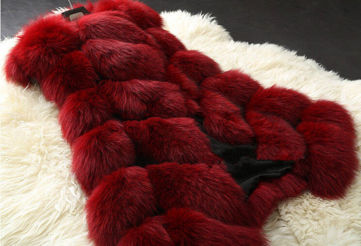 New Winter Coat Women Fur Vest With a Pocket High-Grade Faux Fur Coat Leisure Women Fox Fur Long Vest Plus Size:S-XXXXL - CelebritystyleFashion.com.au online clothing shop australia