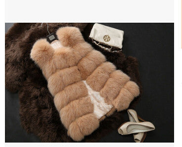 New Winter Coat Women Fur Vest With a Pocket High-Grade Faux Fur Coat Leisure Women Fox Fur Long Vest Plus Size:S-XXXXL - CelebritystyleFashion.com.au online clothing shop australia