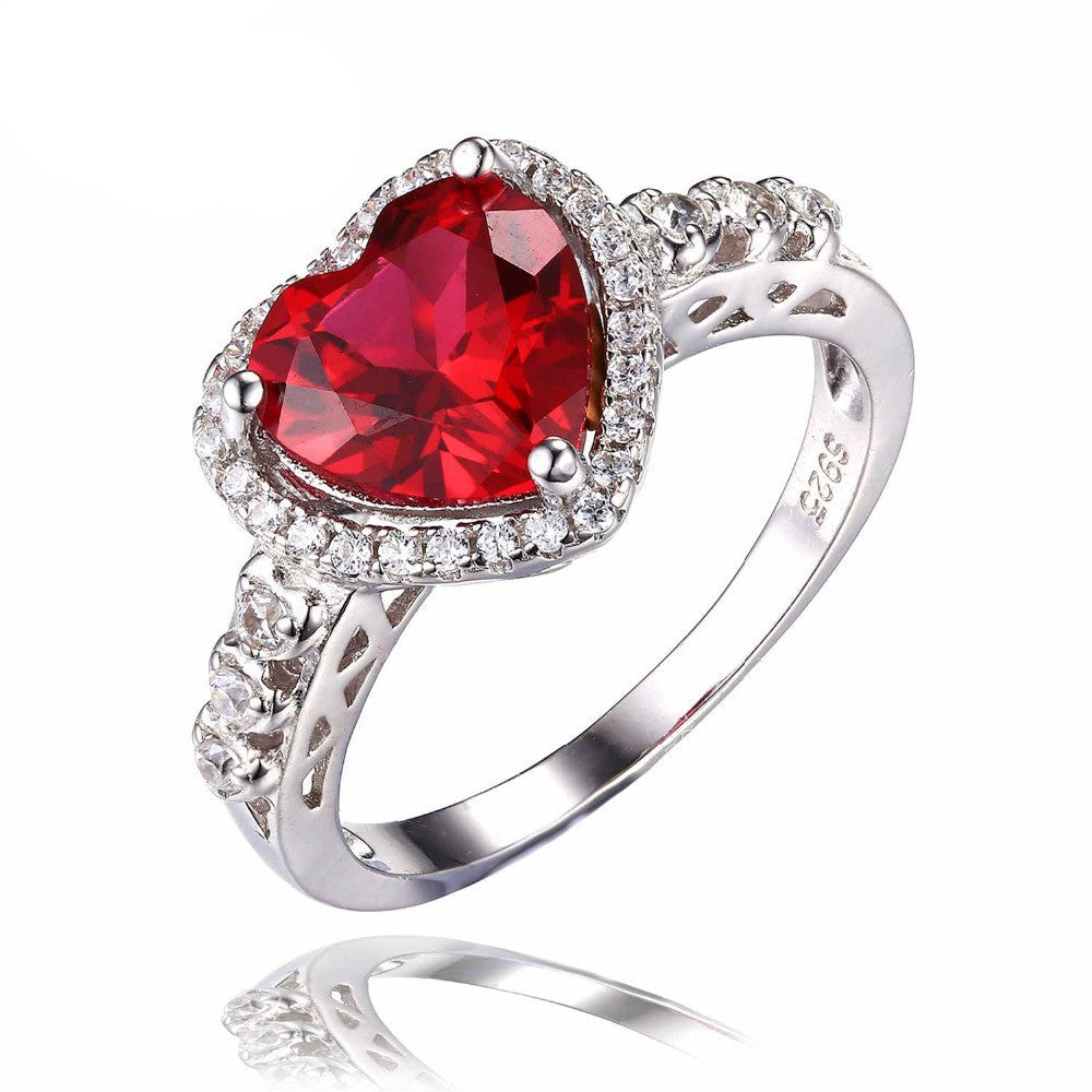 Heart Of Ocean 2.7ct Created Red Ruby Love Forever Halo Promise Ring 925 Sterling Silver Wedding Jewelry For Women - CelebritystyleFashion.com.au online clothing shop australia