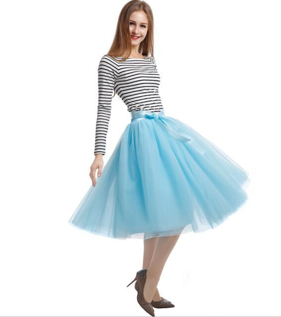 Best Quality 7 Layers Midi Tulle Skirt American Apparel Tutu Skirts Womens Petticoat Elastic Belt Autumn faldas saia jupe - CelebritystyleFashion.com.au online clothing shop australia